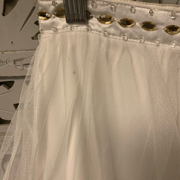 SEQUIN HEARTS 2pc GOLD & WHITE MINI COCKTAIL PARTY PROM DRESS - Picture 11 of 13